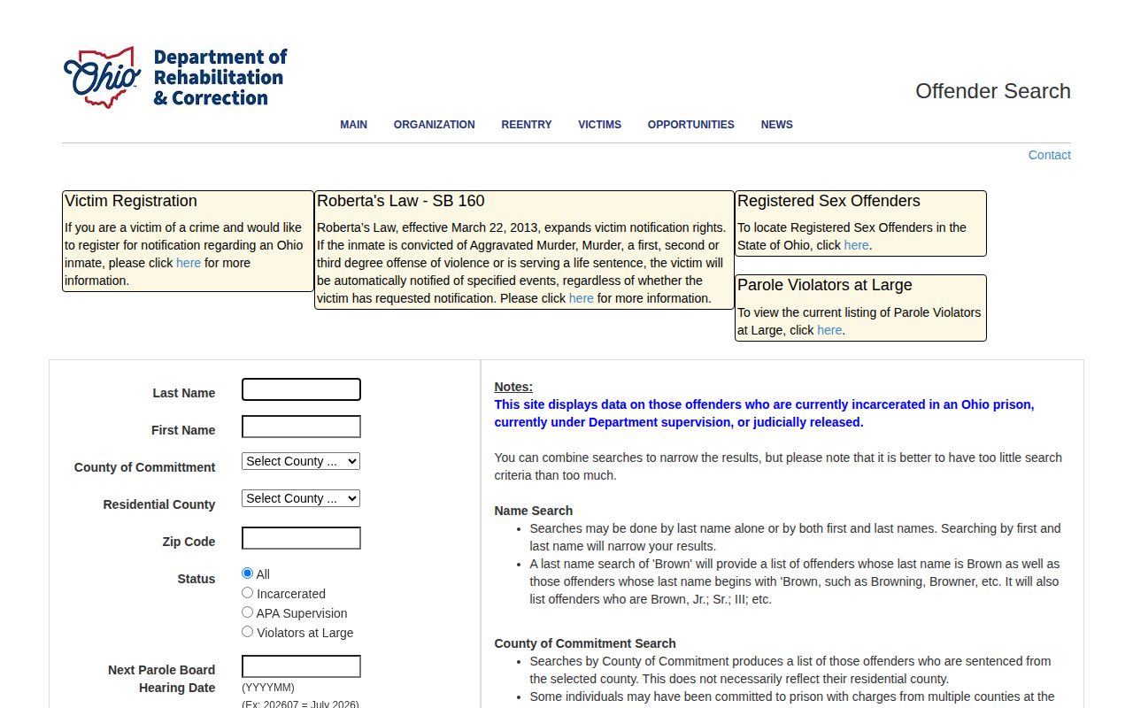 ODRC filters for Ashland County released inmate and APA records